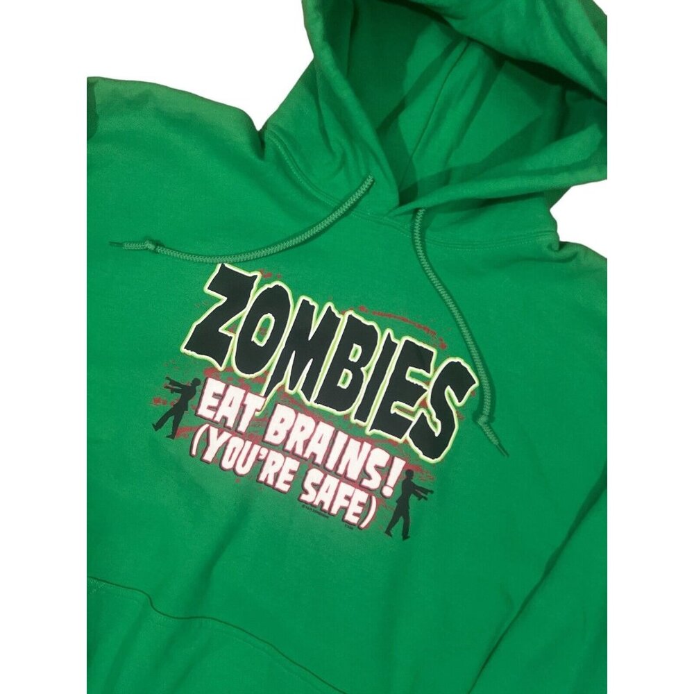ZOMBIES Eat Brains So You Are Safe HOODIE‎ Mens 2X Green
